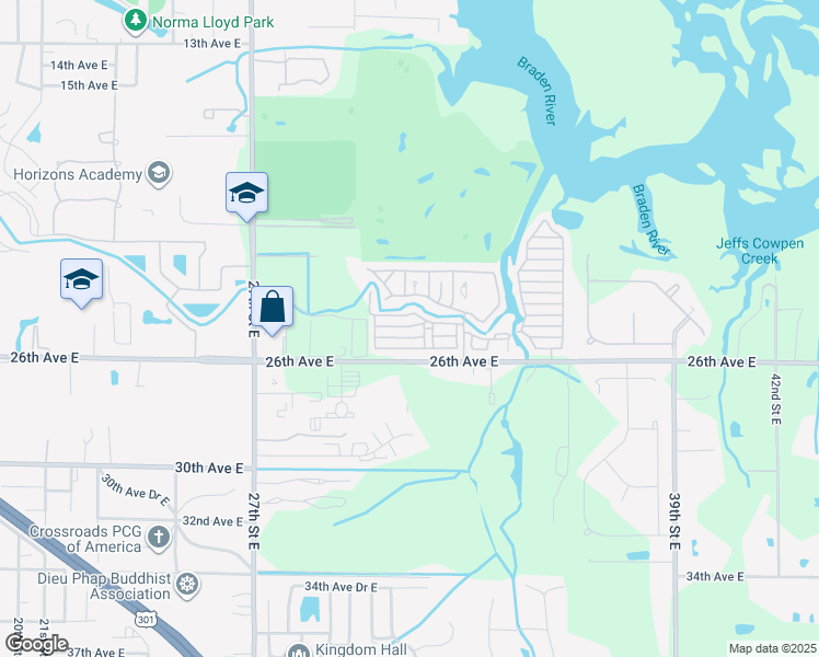 map of restaurants, bars, coffee shops, grocery stores, and more near 18 22nd Avenue East in Bradenton