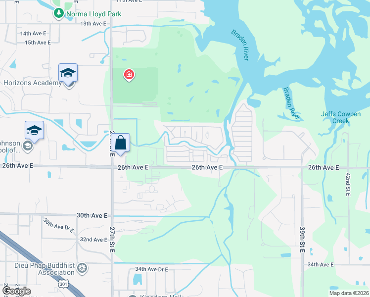 map of restaurants, bars, coffee shops, grocery stores, and more near 18 22nd Avenue East in Bradenton