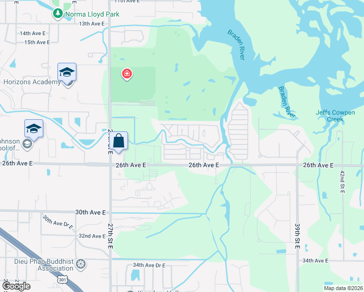map of restaurants, bars, coffee shops, grocery stores, and more near 18 22nd Avenue East in Bradenton