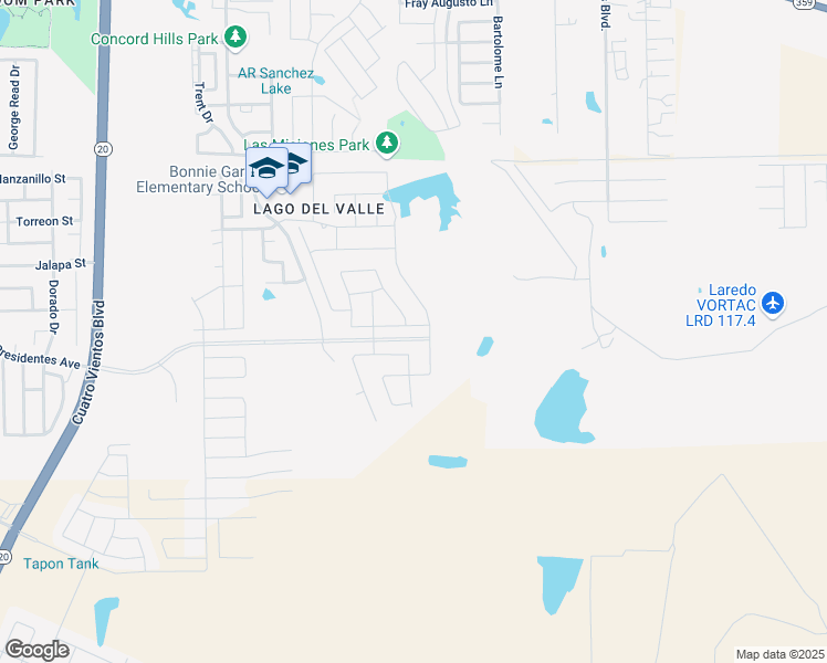 map of restaurants, bars, coffee shops, grocery stores, and more near 1713 Palestine Drive in Laredo