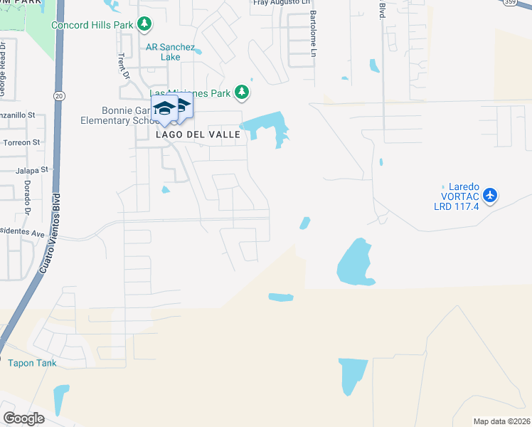 map of restaurants, bars, coffee shops, grocery stores, and more near 1713 Palestine Drive in Laredo