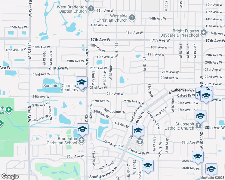 map of restaurants, bars, coffee shops, grocery stores, and more near 3911 23rd Avenue West in Bradenton