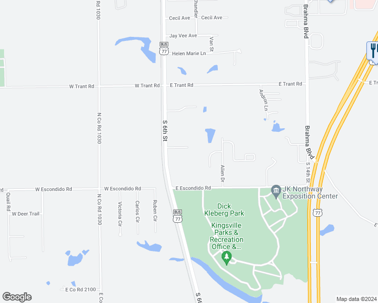 map of restaurants, bars, coffee shops, grocery stores, and more near 3900 South 6th Street in Kingsville