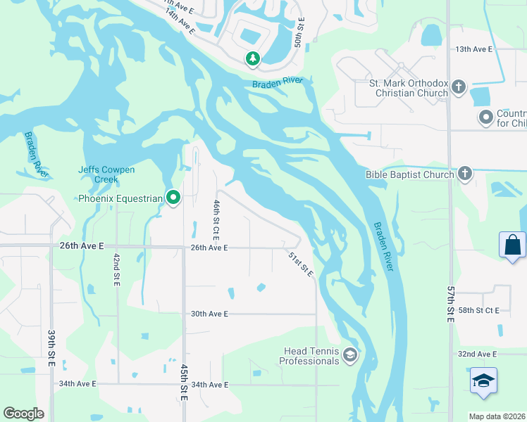 map of restaurants, bars, coffee shops, grocery stores, and more near 2310 51st Street East in Bradenton