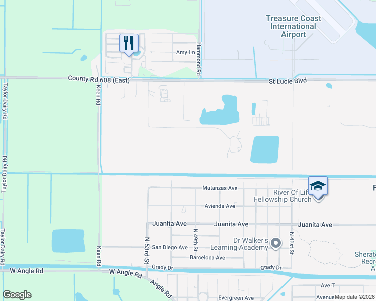 map of restaurants, bars, coffee shops, grocery stores, and more near in Fort Pierce North