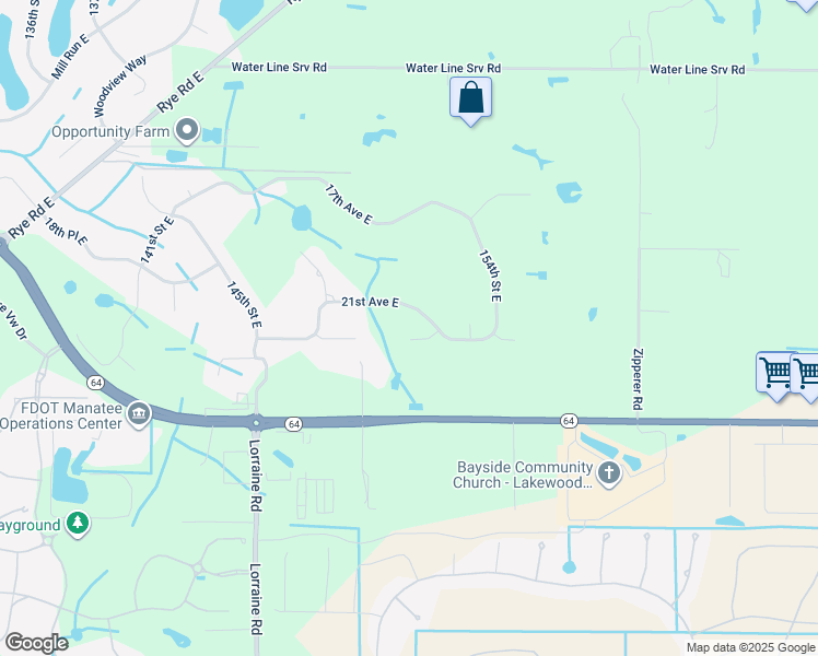 map of restaurants, bars, coffee shops, grocery stores, and more near 2110 152nd Court East in Bradenton