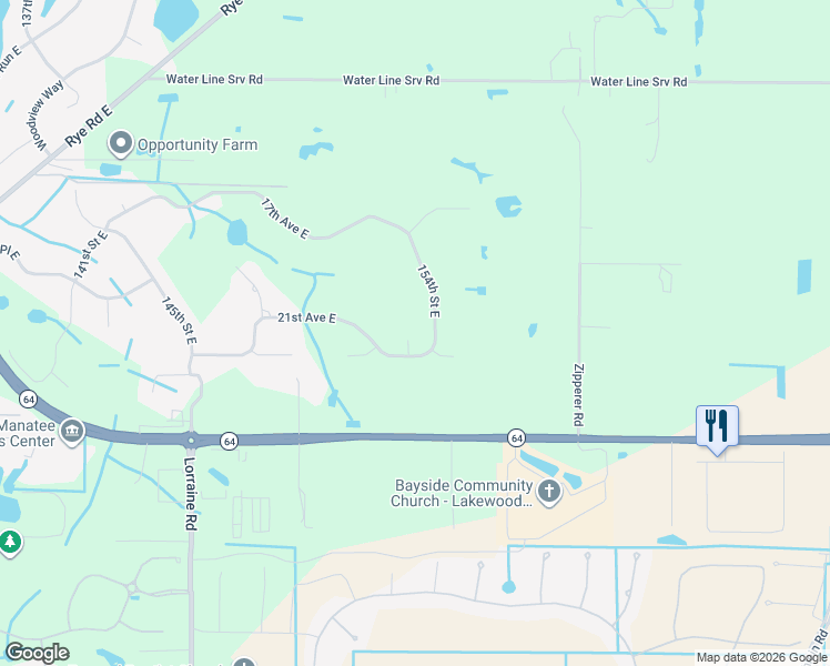 map of restaurants, bars, coffee shops, grocery stores, and more near 15215 21st Avenue East in Bradenton