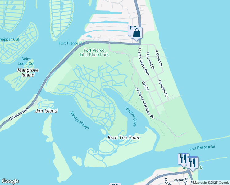 map of restaurants, bars, coffee shops, grocery stores, and more near Unnamed Road in Fort Pierce