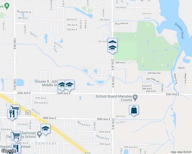 map of restaurants, bars, coffee shops, grocery stores, and more near 2206 Tally Breeze Way in Bradenton