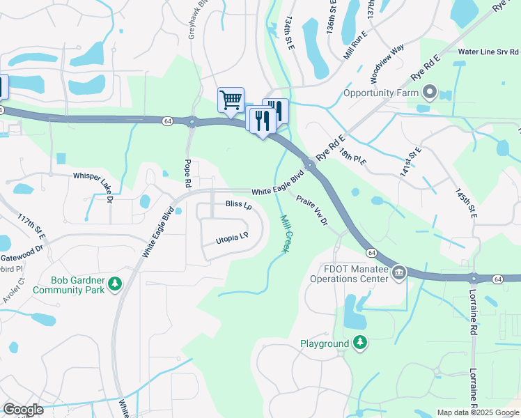 map of restaurants, bars, coffee shops, grocery stores, and more near 13116 Bliss Loop in Bradenton