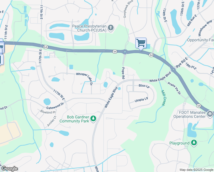 map of restaurants, bars, coffee shops, grocery stores, and more near 12619 Lake Silver Avenue in Bradenton