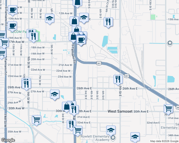 map of restaurants, bars, coffee shops, grocery stores, and more near 2120 4th Street East in Bradenton