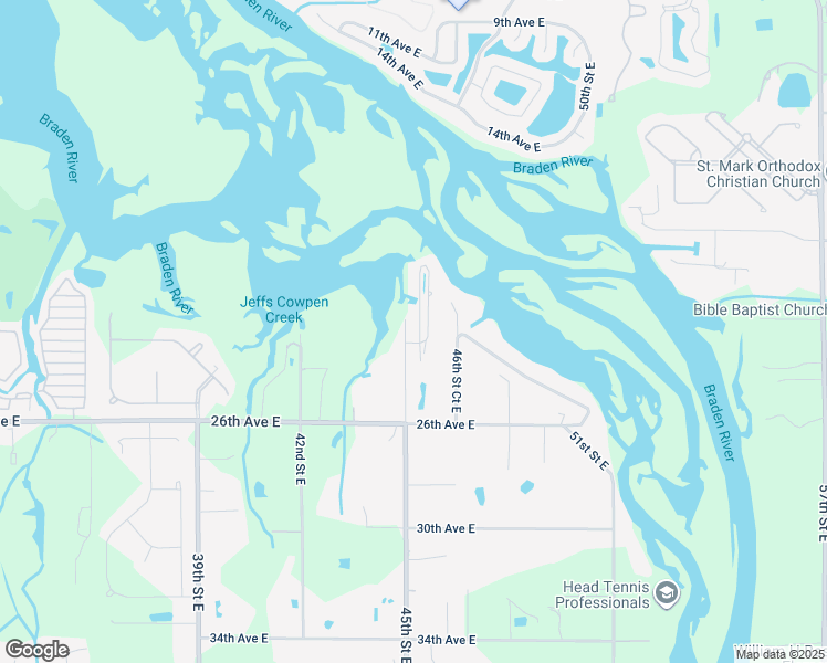 map of restaurants, bars, coffee shops, grocery stores, and more near 2116 45th Street Court East in Bradenton