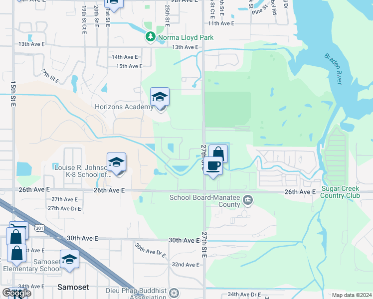 map of restaurants, bars, coffee shops, grocery stores, and more near 2623 Sand Gables Trail in Bradenton