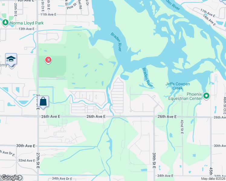 map of restaurants, bars, coffee shops, grocery stores, and more near 1205 Goldenrain Drive in Bradenton