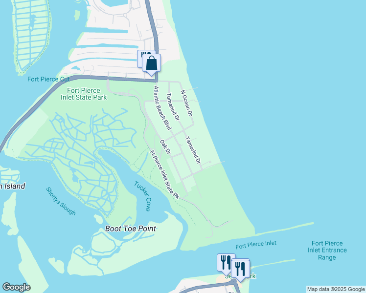 map of restaurants, bars, coffee shops, grocery stores, and more near 2316 Atlantic Beach Boulevard in Fort Pierce