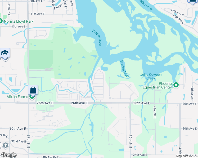 map of restaurants, bars, coffee shops, grocery stores, and more near 1205 Goldenrain Drive in Bradenton