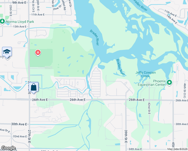 map of restaurants, bars, coffee shops, grocery stores, and more near 1205 Goldenrain Drive in Bradenton