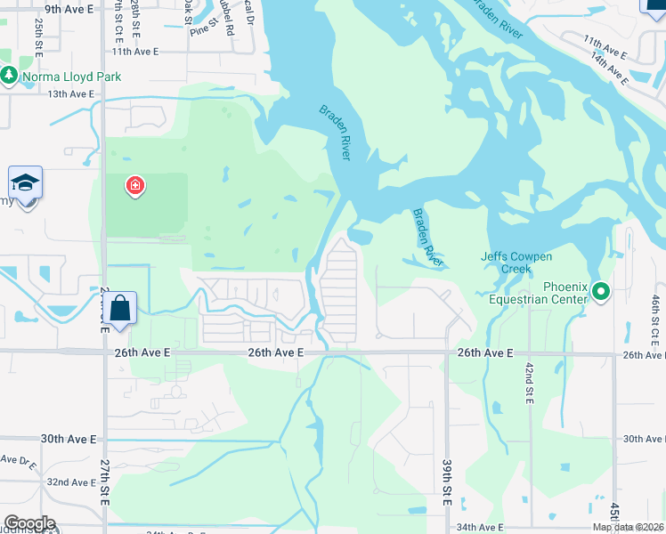 map of restaurants, bars, coffee shops, grocery stores, and more near 1205 Goldenrain Drive in Bradenton