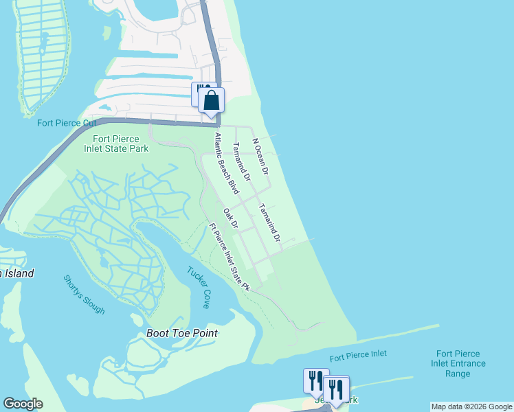 map of restaurants, bars, coffee shops, grocery stores, and more near 2316 Atlantic Beach Boulevard in Fort Pierce