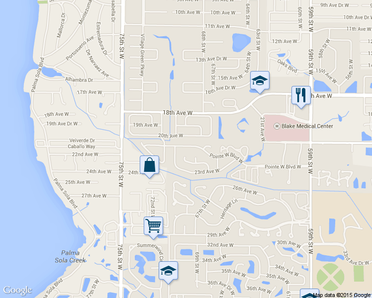 map of restaurants, bars, coffee shops, grocery stores, and more near 6809 20th Avenue West in Bradenton