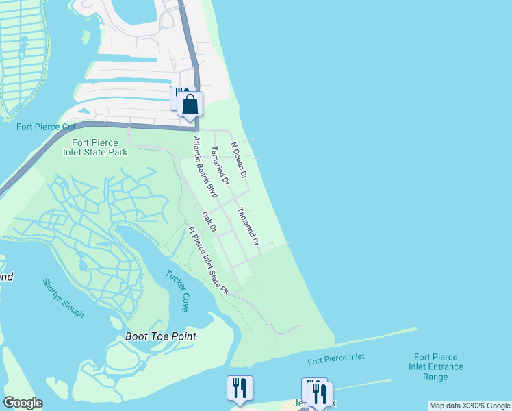 map of restaurants, bars, coffee shops, grocery stores, and more near 2320 Tamarind Drive in Fort Pierce