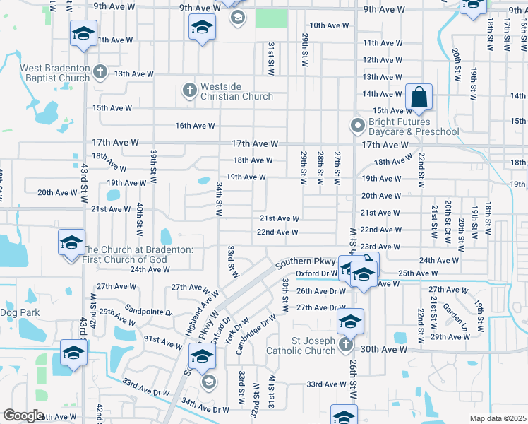 map of restaurants, bars, coffee shops, grocery stores, and more near 2006 31st Street West in Bradenton