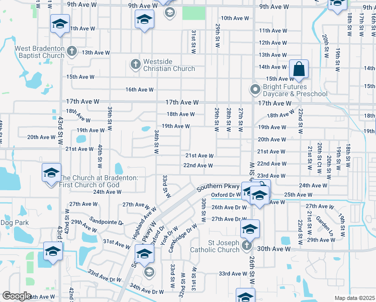 map of restaurants, bars, coffee shops, grocery stores, and more near 2006 31st Street West in Bradenton