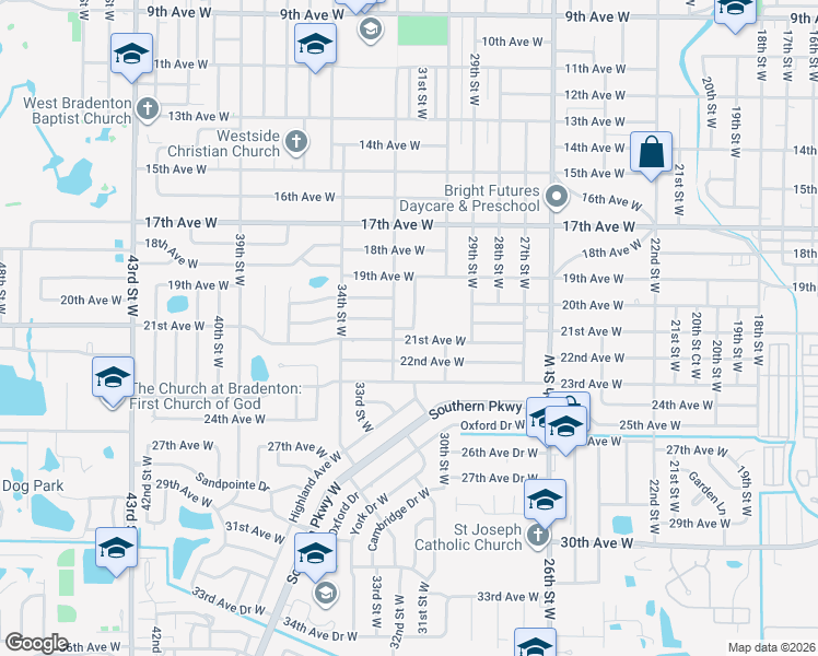 map of restaurants, bars, coffee shops, grocery stores, and more near 2006 31st Street West in Bradenton