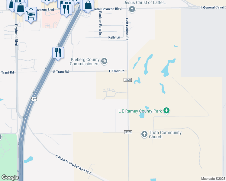 map of restaurants, bars, coffee shops, grocery stores, and more near 2101 East Trant Road in Kingsville