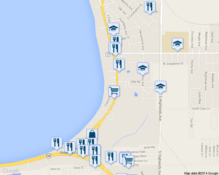 map of restaurants, bars, coffee shops, grocery stores, and more near 2630 Emerson Avenue in Sebring