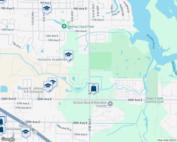 map of restaurants, bars, coffee shops, grocery stores, and more near 2009 20th Avenue East in Bradenton