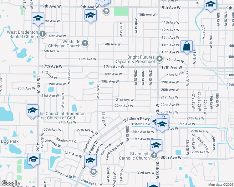 map of restaurants, bars, coffee shops, grocery stores, and more near 2006 31st Street West in Bradenton