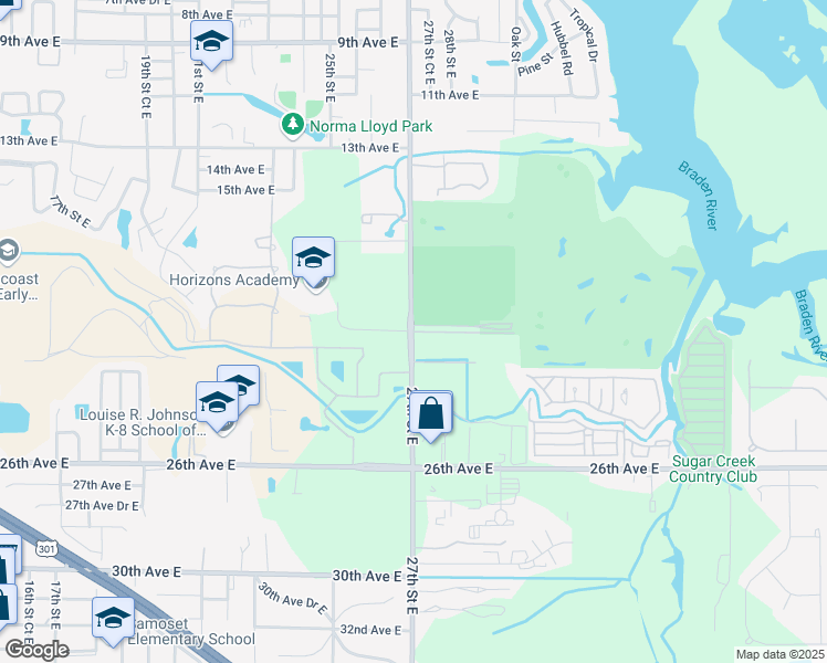 map of restaurants, bars, coffee shops, grocery stores, and more near 2009 20th Avenue East in Bradenton