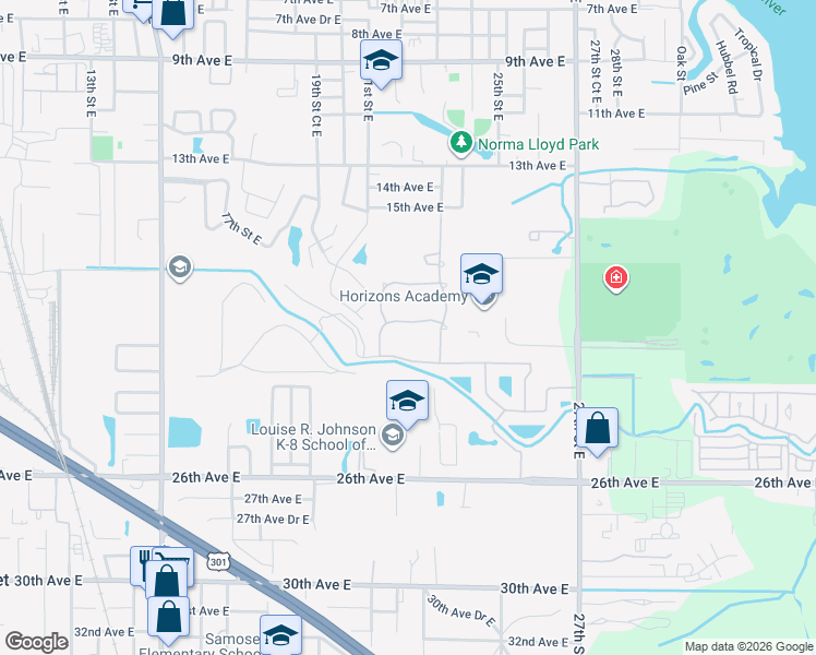 map of restaurants, bars, coffee shops, grocery stores, and more near 2201 21st Street West in Bradenton