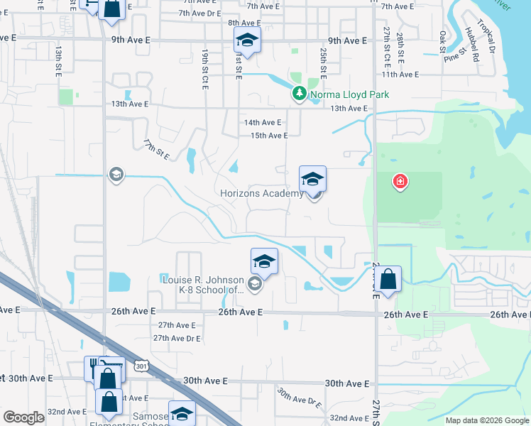map of restaurants, bars, coffee shops, grocery stores, and more near 2201 21st Street West in Bradenton