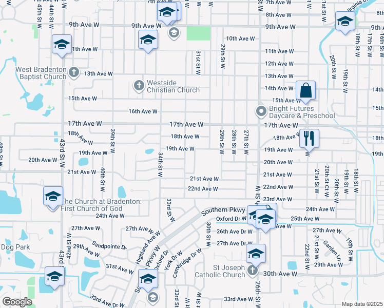 map of restaurants, bars, coffee shops, grocery stores, and more near 1904 31st Street West in Bradenton