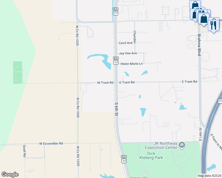 map of restaurants, bars, coffee shops, grocery stores, and more near 217 West Trant Road in Kingsville