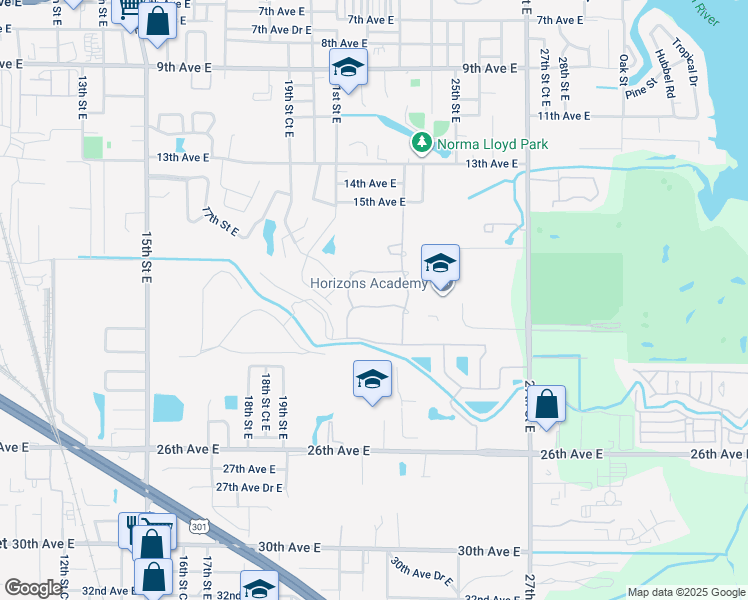 map of restaurants, bars, coffee shops, grocery stores, and more near 2140 16th Avenue East in Bradenton
