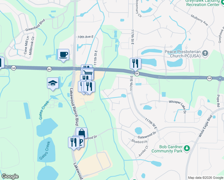 map of restaurants, bars, coffee shops, grocery stores, and more near 1747 Woodleaf Hammock Court in Lakewood Ranch