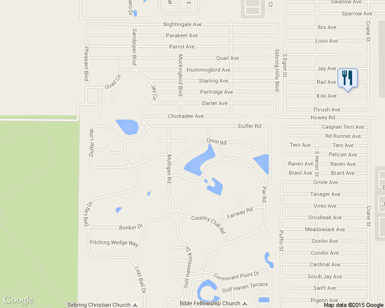 map of restaurants, bars, coffee shops, grocery stores, and more near 3810 Divot Rd in Sebring