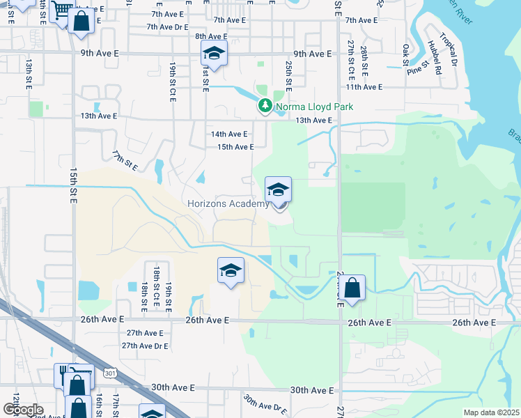 map of restaurants, bars, coffee shops, grocery stores, and more near 1910 27th Street East in Bradenton