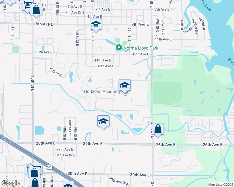 map of restaurants, bars, coffee shops, grocery stores, and more near 1910 27th Street East in Bradenton