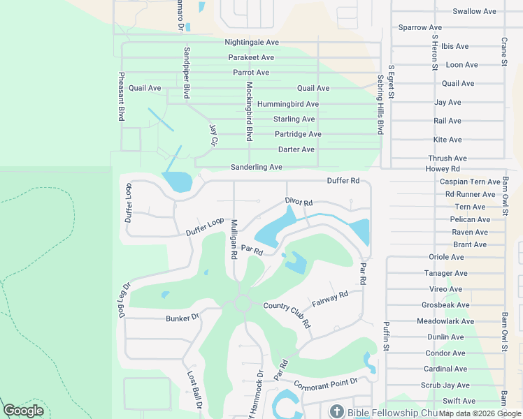 map of restaurants, bars, coffee shops, grocery stores, and more near 3810 Divot Rd in Sebring