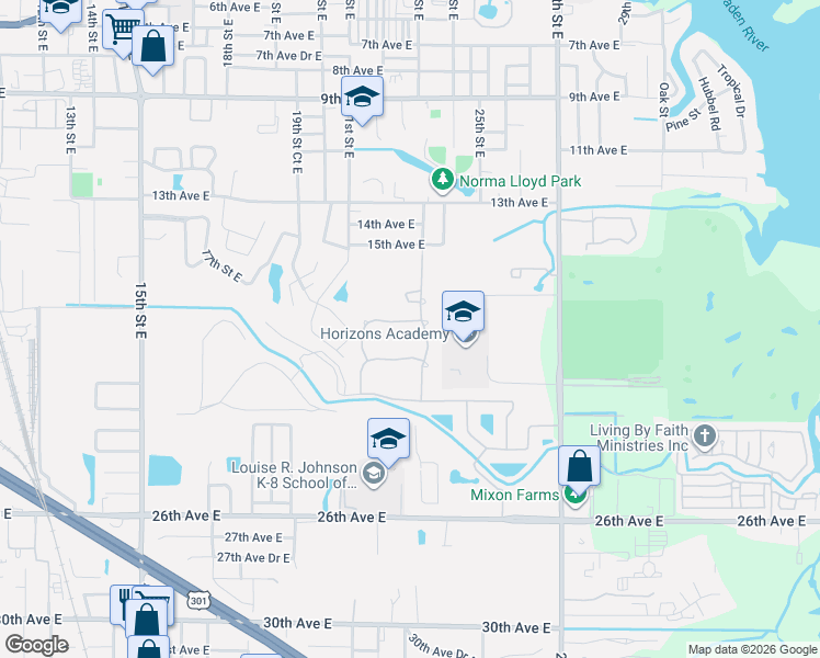 map of restaurants, bars, coffee shops, grocery stores, and more near 1910 27th Street East in Bradenton