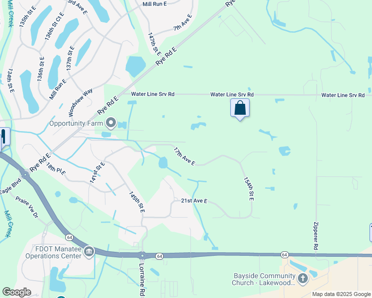 map of restaurants, bars, coffee shops, grocery stores, and more near 14803 17th Avenue East in Bradenton
