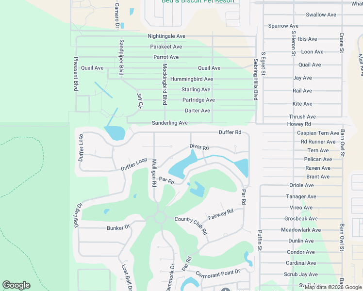 map of restaurants, bars, coffee shops, grocery stores, and more near 3801 Duffer Road in Sebring