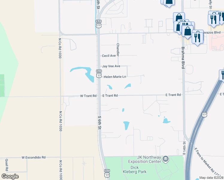 map of restaurants, bars, coffee shops, grocery stores, and more near 234 East Trant Road in Kingsville