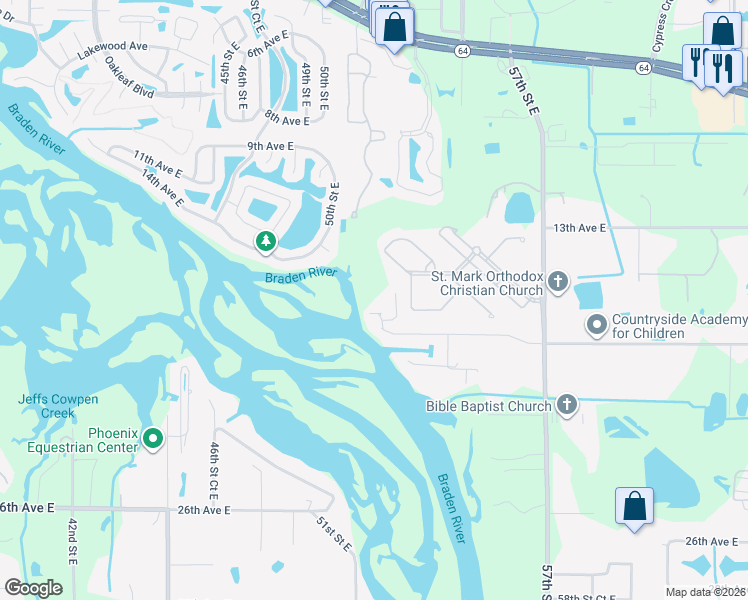map of restaurants, bars, coffee shops, grocery stores, and more near 5101 18th Avenue East in Bradenton