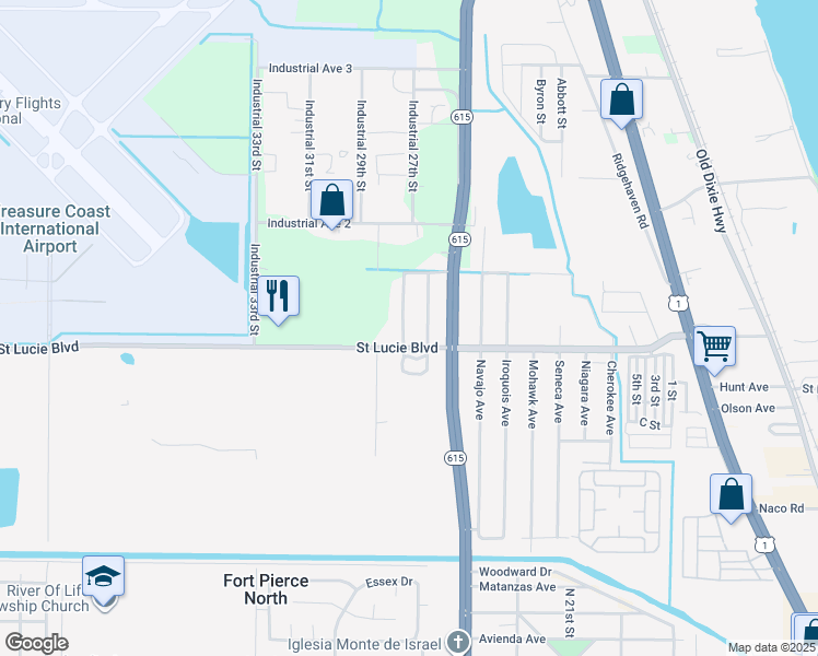 map of restaurants, bars, coffee shops, grocery stores, and more near 2832 Harson Way in Fort Pierce